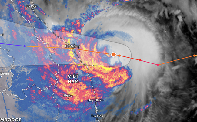 Bão số 4 đi vào khu vực đất liền với cường độ cấp 10 đến cấp 11, giật cấp 13