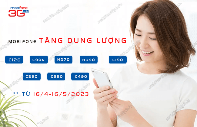 MobiFone TĂNG đến 60% data gói 4G từ 16/4 -16/5/2023